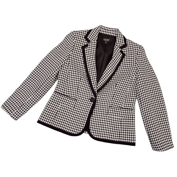 KASPER Houndstooth Blazer Size 8P Women's Black White Suit Coat Jacket Ladies - Picture 2 of 16